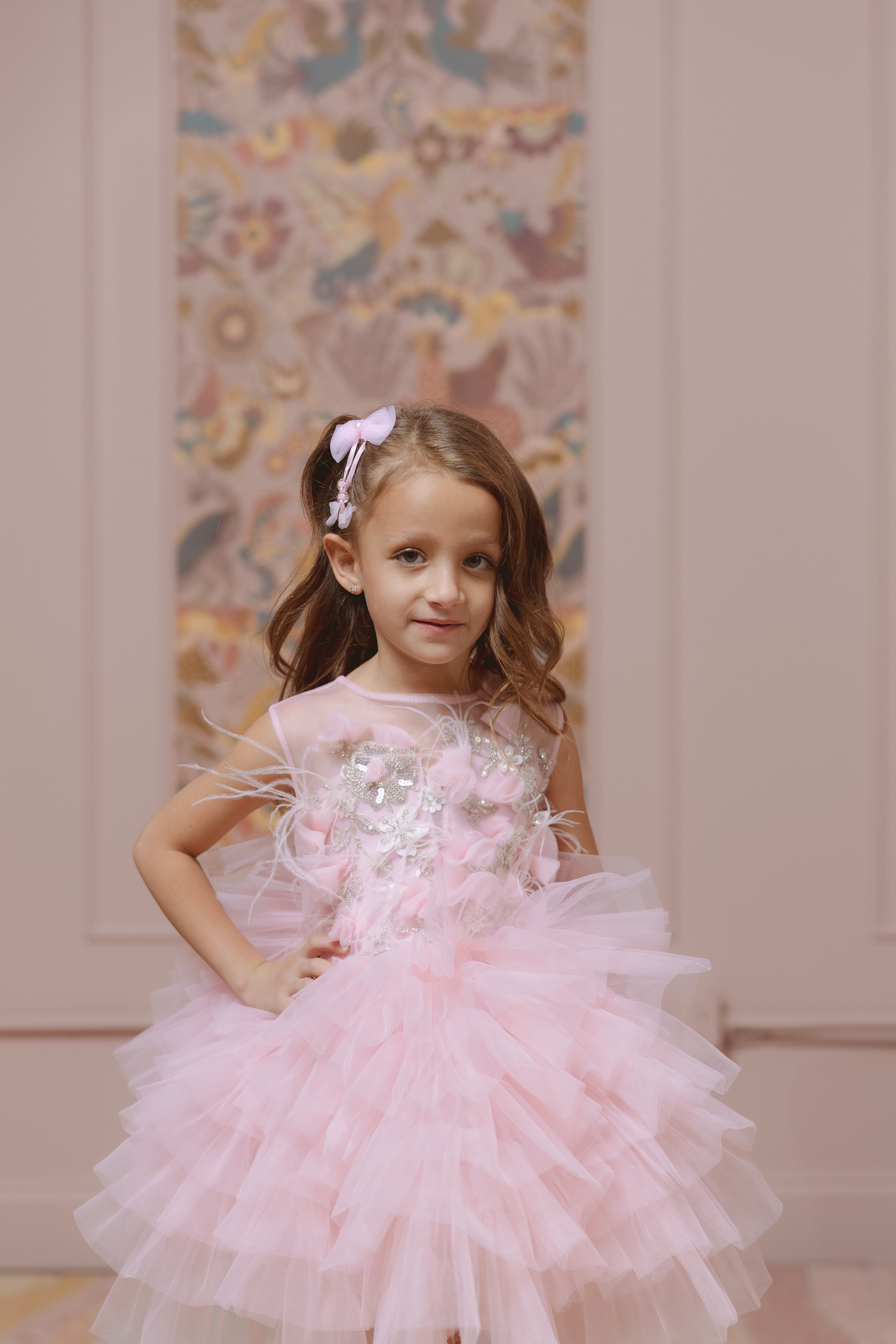 pink tutu dress CHIFFON-DRESS Layers of soft pink Celebrities Chic Black Sequins Color:Navy Solidtude