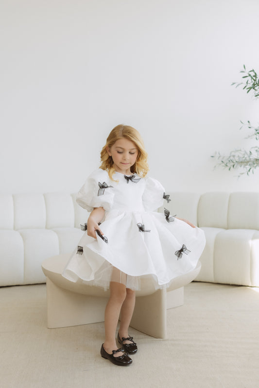 NEW!!! White Little Bow Dress