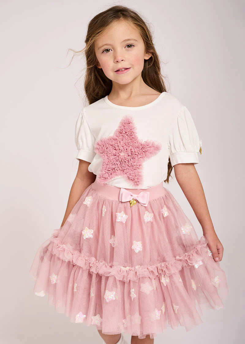ANGEL'S FACE Shannon Sequin Star Skirt Tea Rose