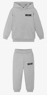 NEW!   Balmain Boys Grey Cotton Hoodie&Joggers set