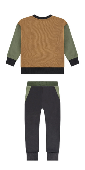 BABYFACE Curry Color Block Crewneck&Sweatpant Set