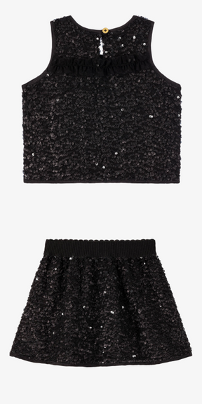 NEW!   Angel's Face Girls Black Sequinned Sleeveless Top&Skirt Set