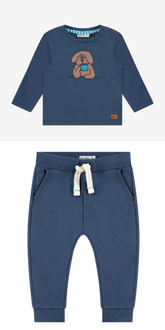 NEW!  Babyface Dog Blue T-shirt&Sweatpants Set