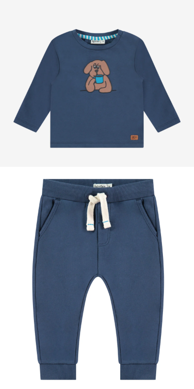 Babyface Dog Blue T-shirt&Sweatpants Set