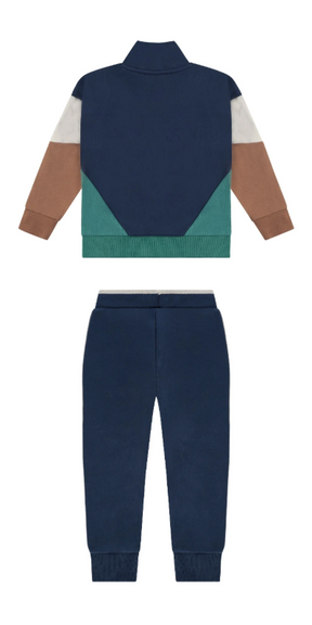 BabyFace  Blue Color Block Sweatshirt&Sweatpant Set