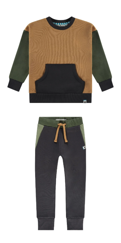 BABYFACE Curry Color Block Crewneck&Sweatpant Set