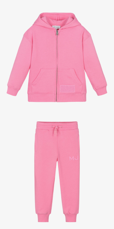 NEW!    MARC JACOBS Girls Pink Cotton Zip-Up Hoodie&Joggers Set