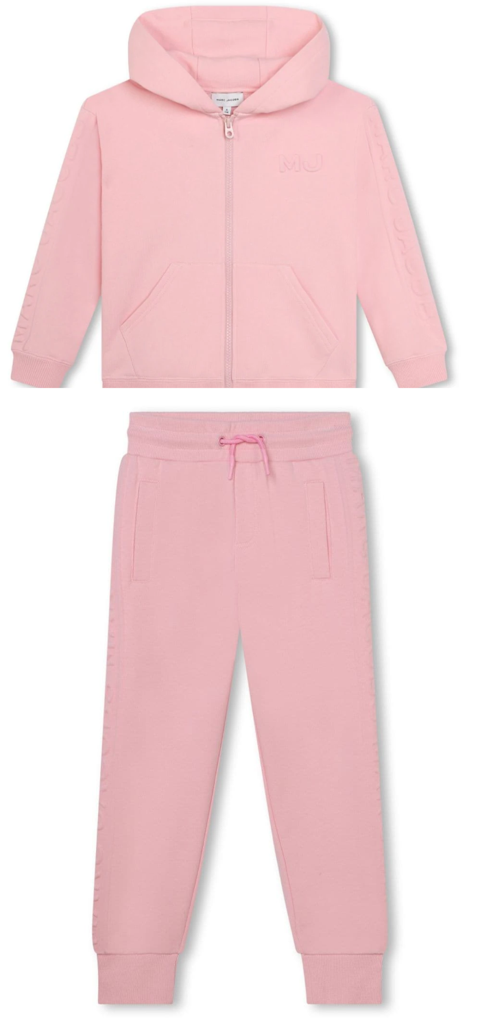 Marc Jacobs Kids embossed-logo cotton hooded cardigan&sweatpants set