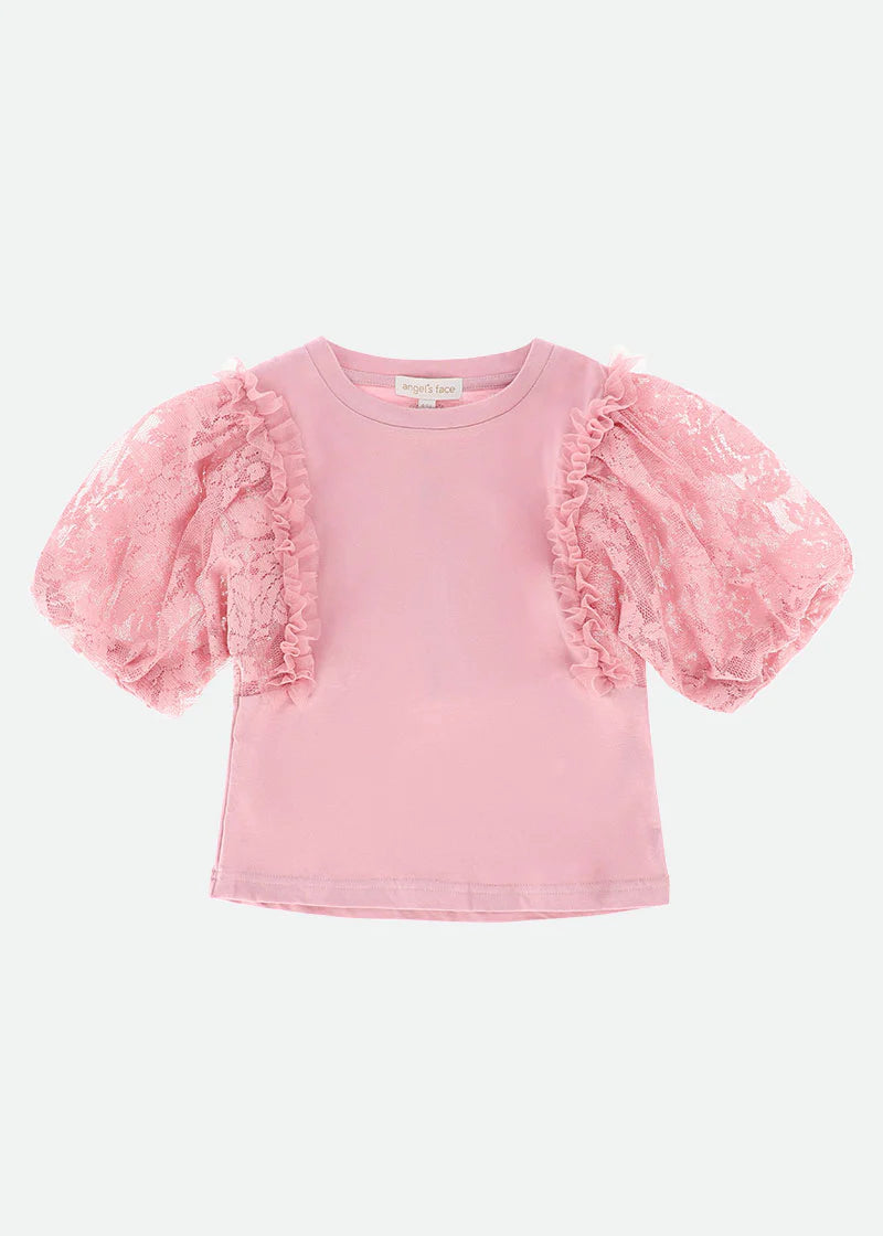 Angel's Face Vivian Lace Sleeve Top Tea Rose