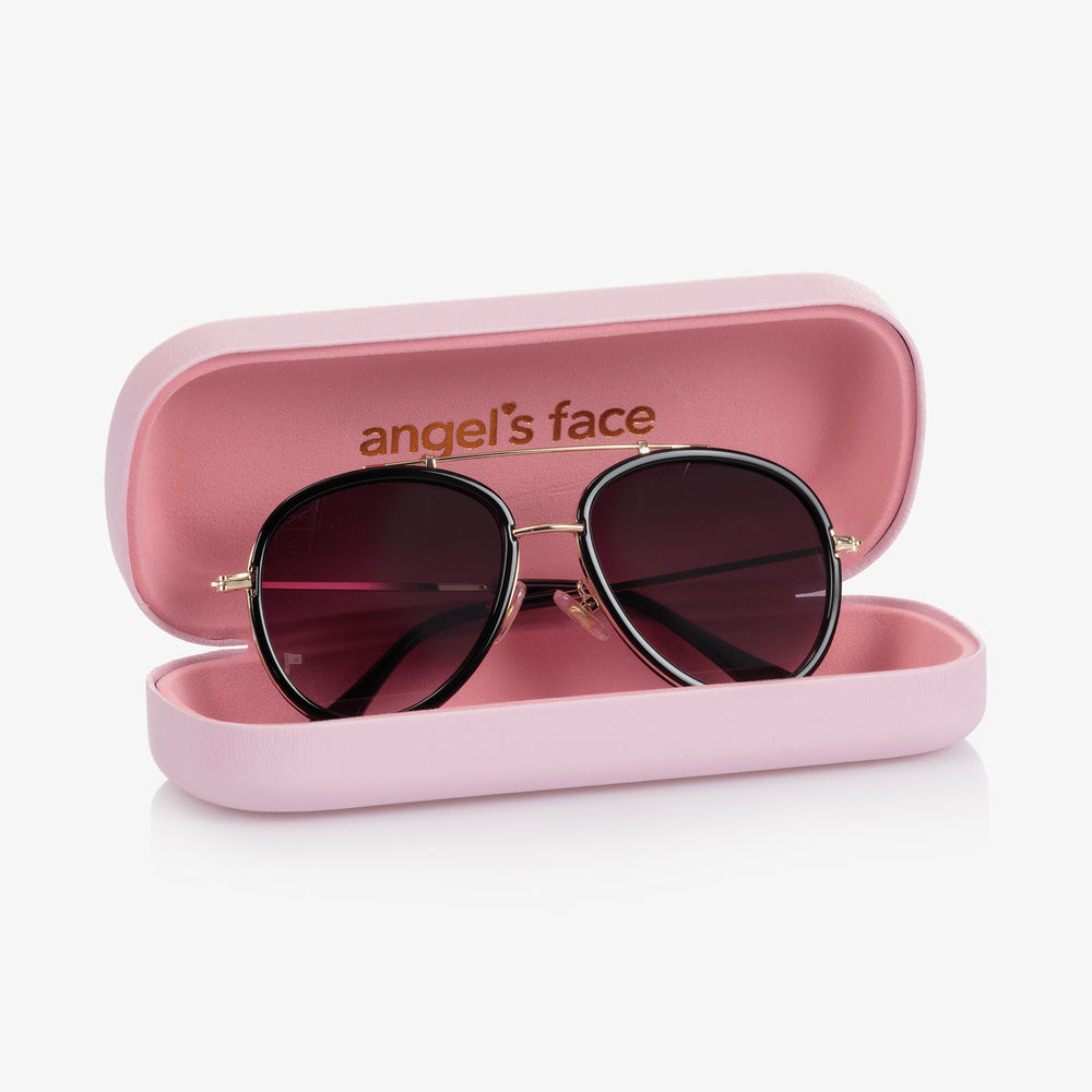 Angel's Face Girls Black Aviator Sunglasses