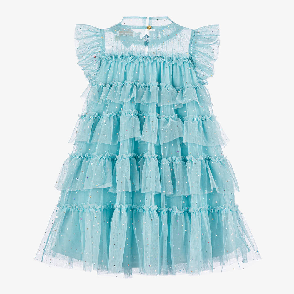 NEW!    Angel's Face Girls Blue Sparkle Tulle Dress