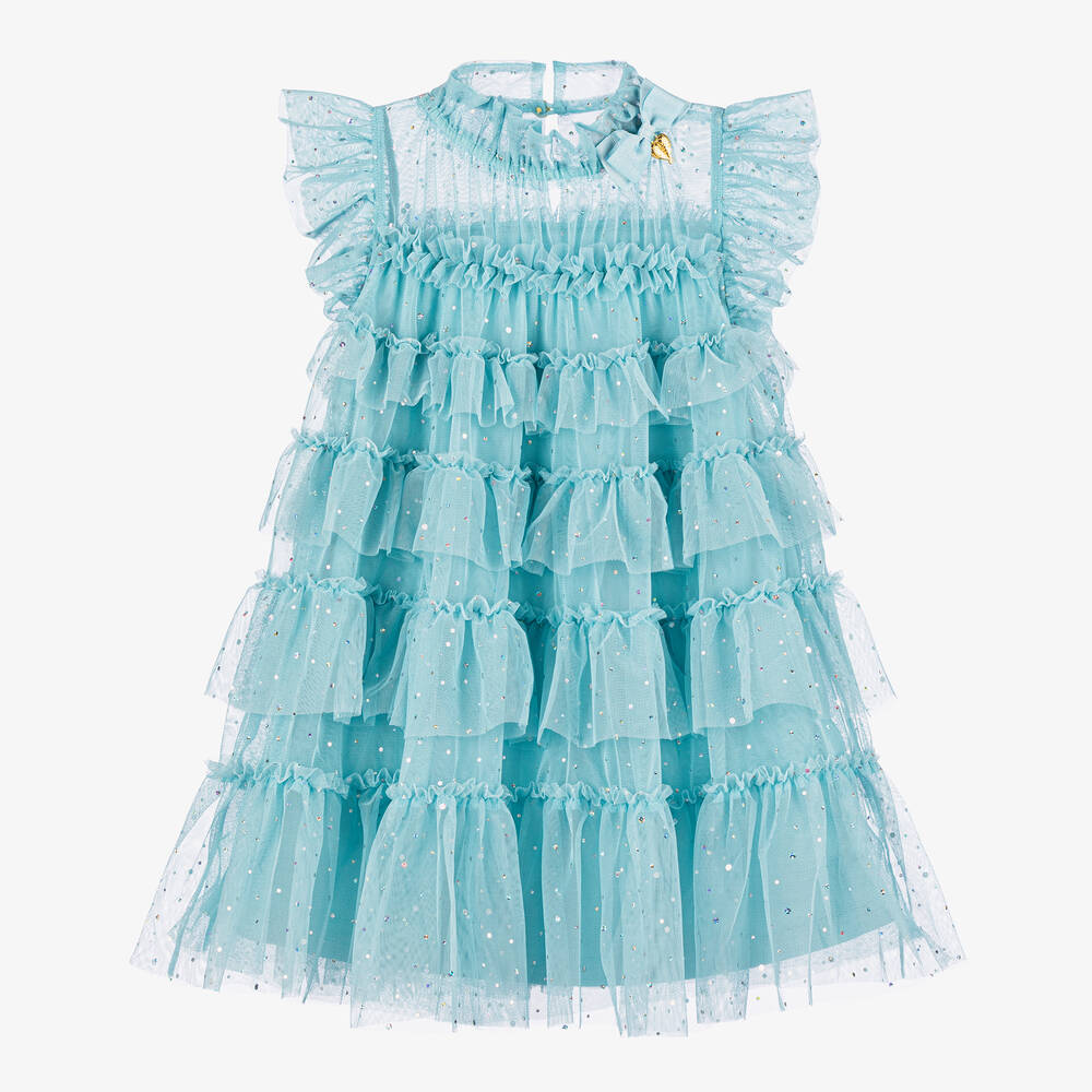 NEW!    Angel's Face Girls Blue Sparkle Tulle Dress