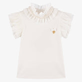 NEW!    Angel's Face Girls Ivory Cotton Pearl Blouse