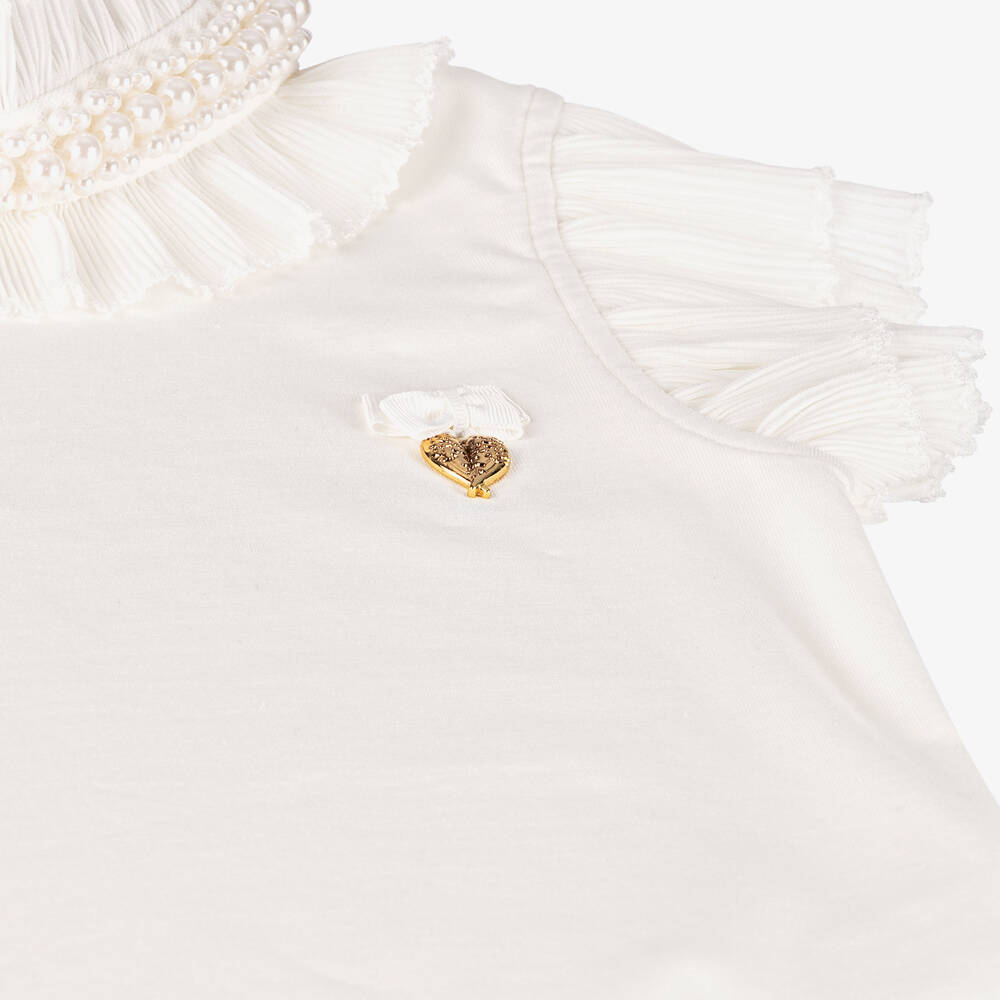 NEW!    Angel's Face Girls Ivory Cotton Pearl Blouse