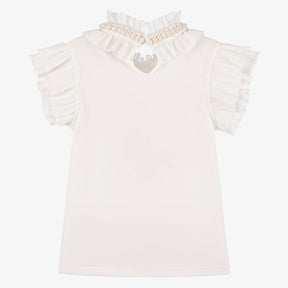 NEW!    Angel's Face Girls Ivory Cotton Pearl Blouse