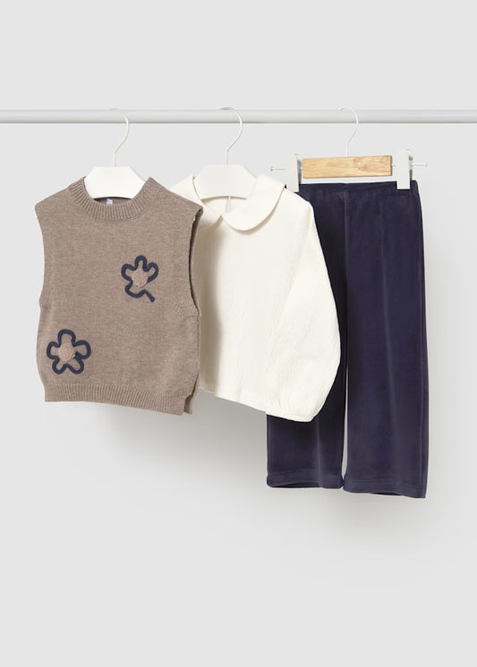 Mayoral - Baby 3-Piece Sweater Vest Set - Navy