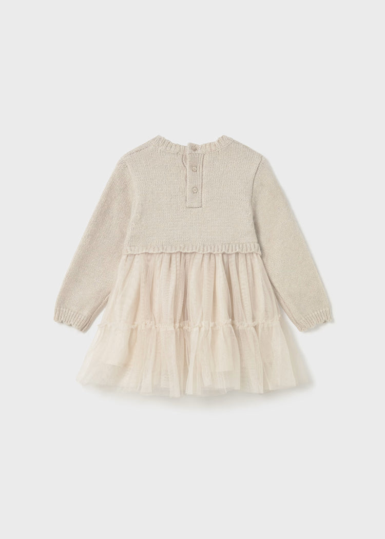 Mayoral - Baby Knit & Tulle Dress - Sand Mix