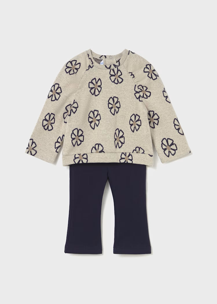 Mayoral - Baby Legging & Printed Jumper Set - Navy