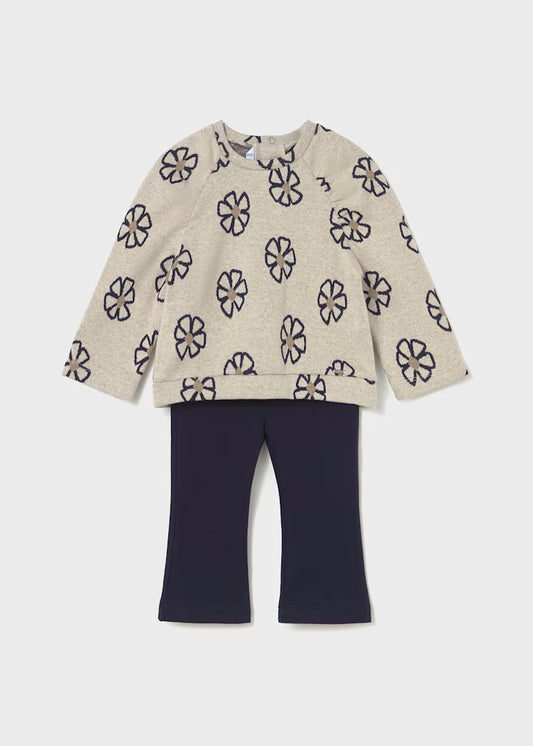 Mayoral - Baby Legging & Printed Jumper Set - Navy
