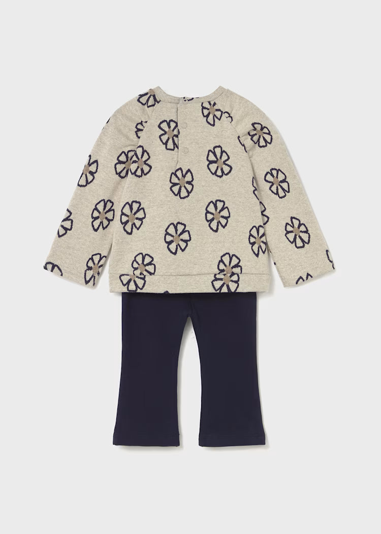Mayoral - Baby Legging & Printed Jumper Set - Navy