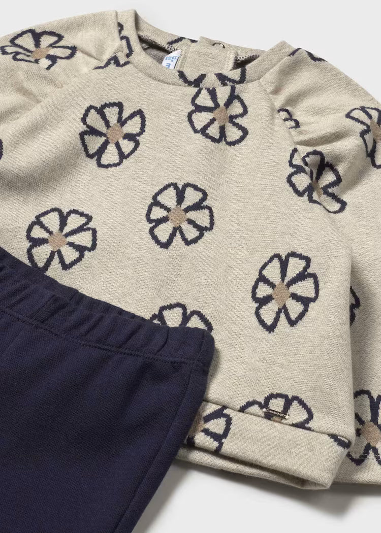 Mayoral - Baby Legging & Printed Jumper Set - Navy