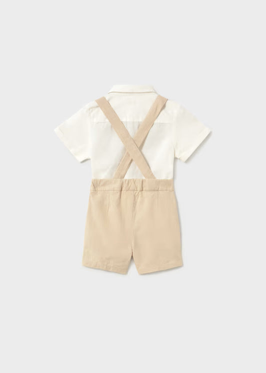 Mayoral - Baby Beige Shorts and Bow Tie Shirt 2-Piece Set