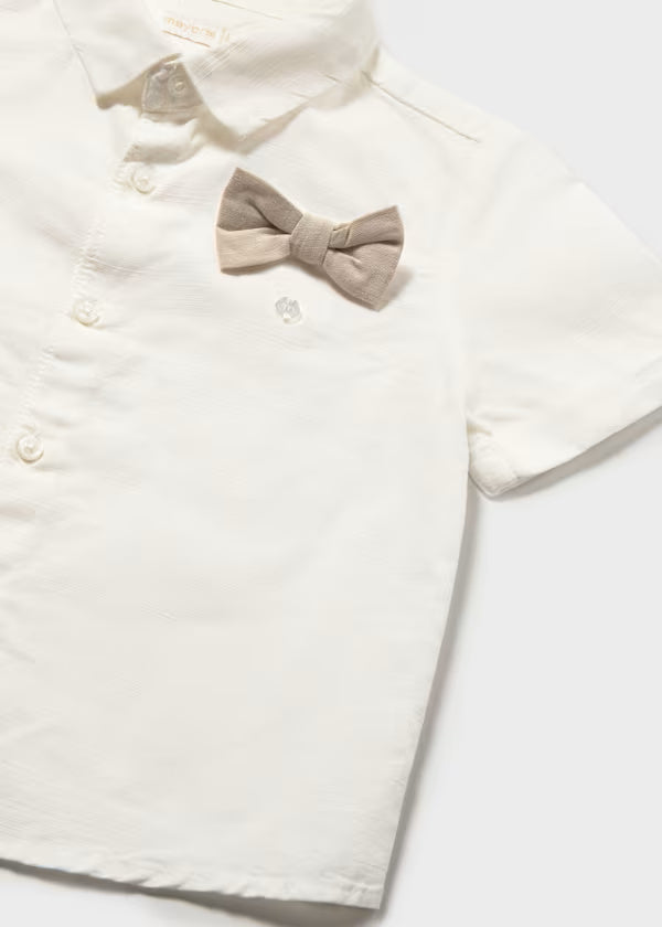 Mayoral - Baby Beige Shorts and Bow Tie Shirt 2-Piece Set