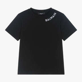 NEW!   Balmain Black Cotton Embroidered Logo T-Shirt