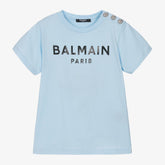 Balmain Pale Blue Balmain Paris Cotton T-Shirt