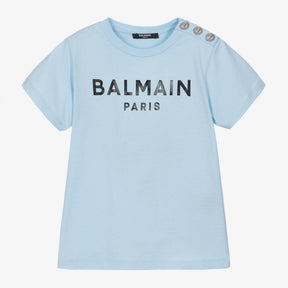 Balmain Pale Blue Balmain Paris Cotton T-Shirt