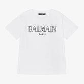 Balmain White Cotton Embroidered T-Shirt