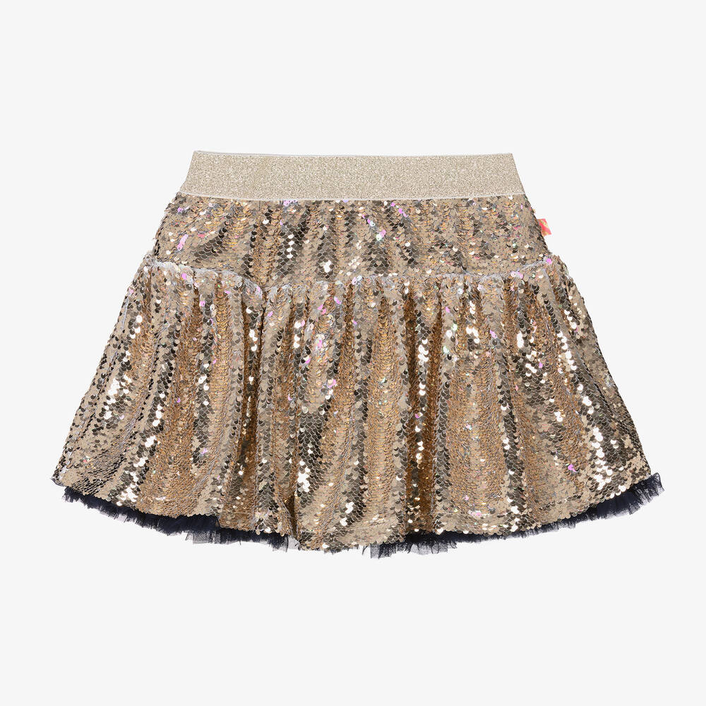 NEW!    Billieblush Girls Gold Reversible Sequin Skirt