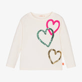 NEW!    Billieblush Girls Ivory Cotton Hearts Top