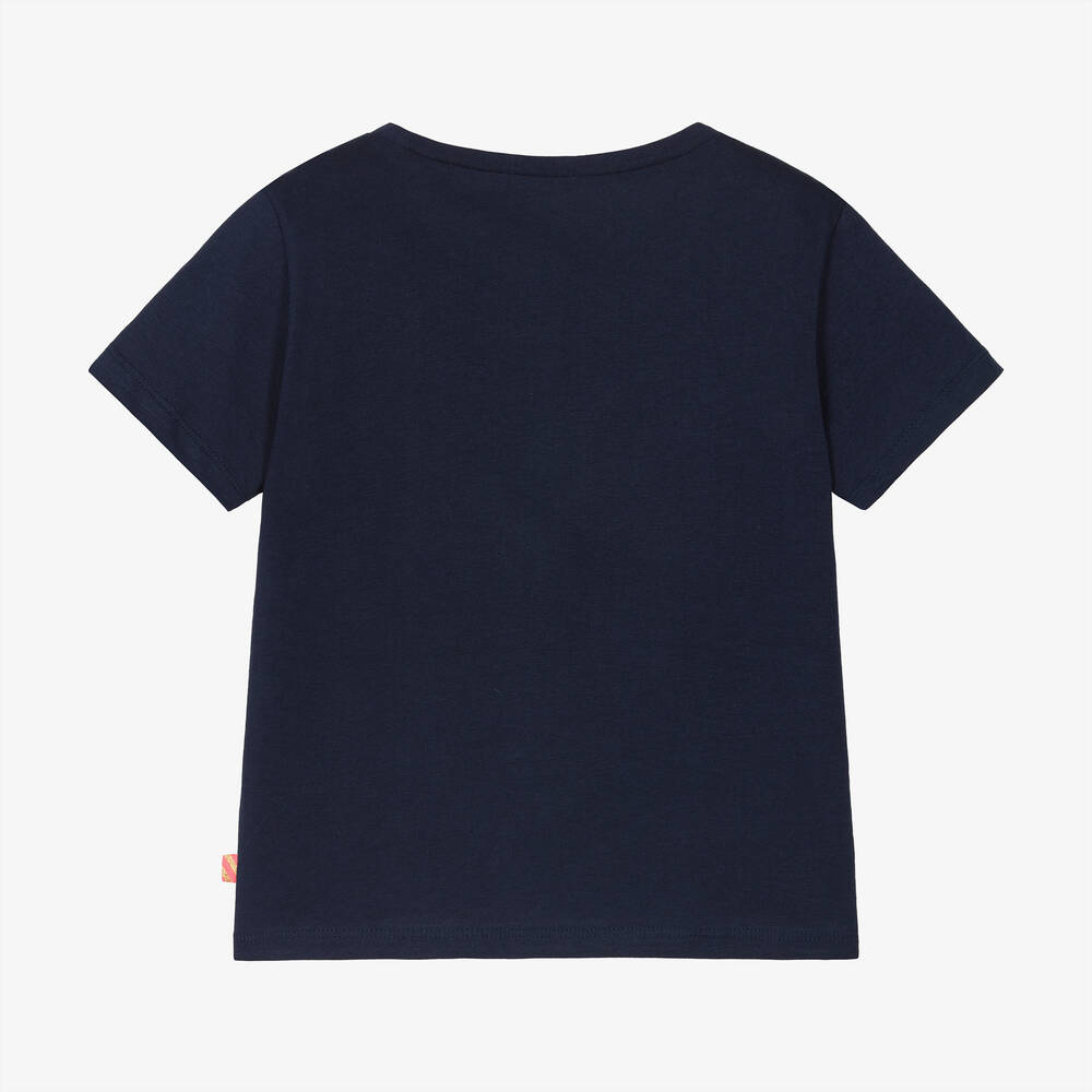 Billieblush Girls Navy Blue Cotton Heart T-Shirt