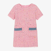 Billieblush Girls Pink Bouclé Tweed Dress