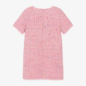 Billieblush Girls Pink Bouclé Tweed Dress