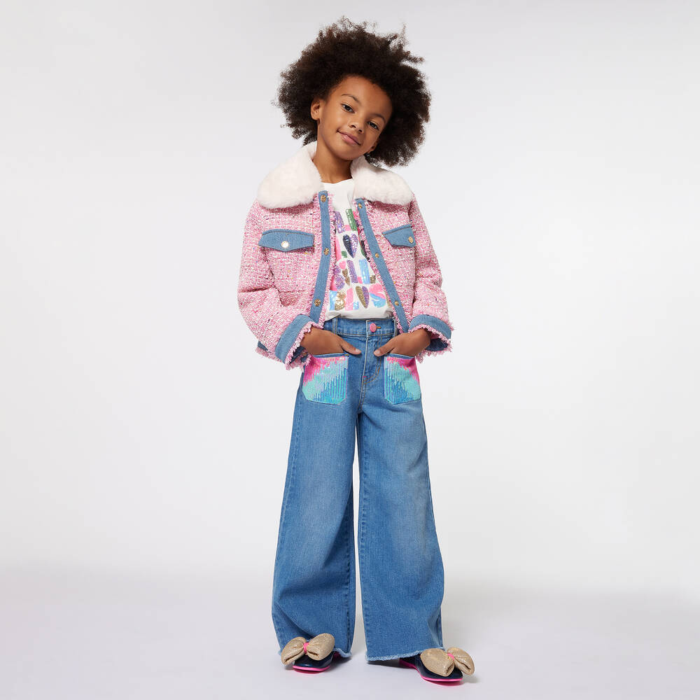 Billieblush Girls Pink Bouclé Tweed Jacket