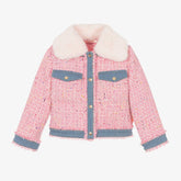 Billieblush Girls Pink Bouclé Tweed Jacket