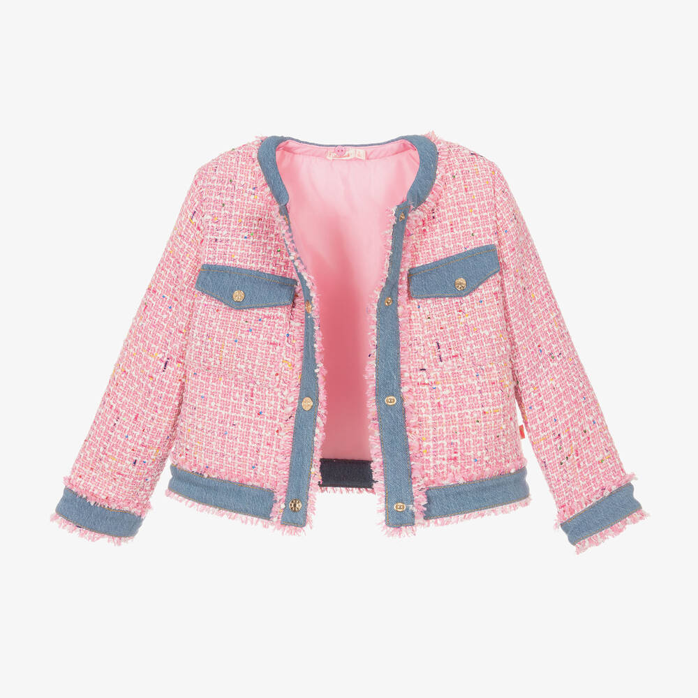 Billieblush Girls Pink Bouclé Tweed Jacket