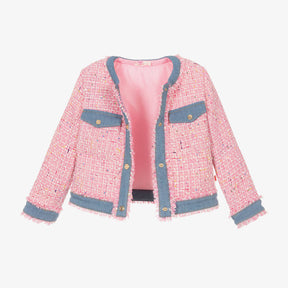 Billieblush Girls Pink Bouclé Tweed Jacket