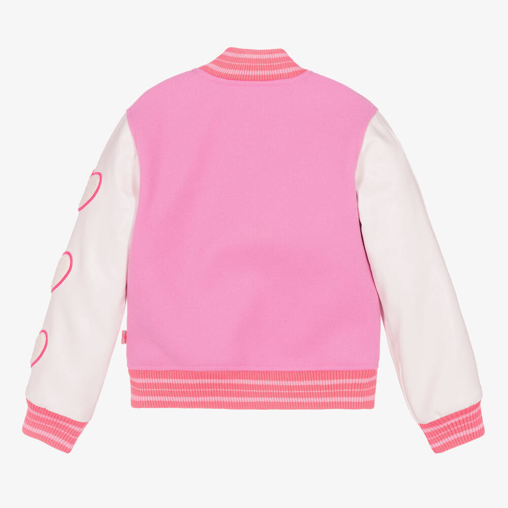 BILLIEBLUSH GIRLS PINK FAUX LEATHER BOMBER JACKET