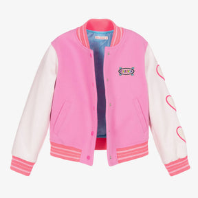 BILLIEBLUSH GIRLS PINK FAUX LEATHER BOMBER JACKET