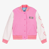 BILLIEBLUSH GIRLS PINK FAUX LEATHER BOMBER JACKET