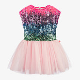 Billieblush Girls Pink Sequin & Tulle Dress