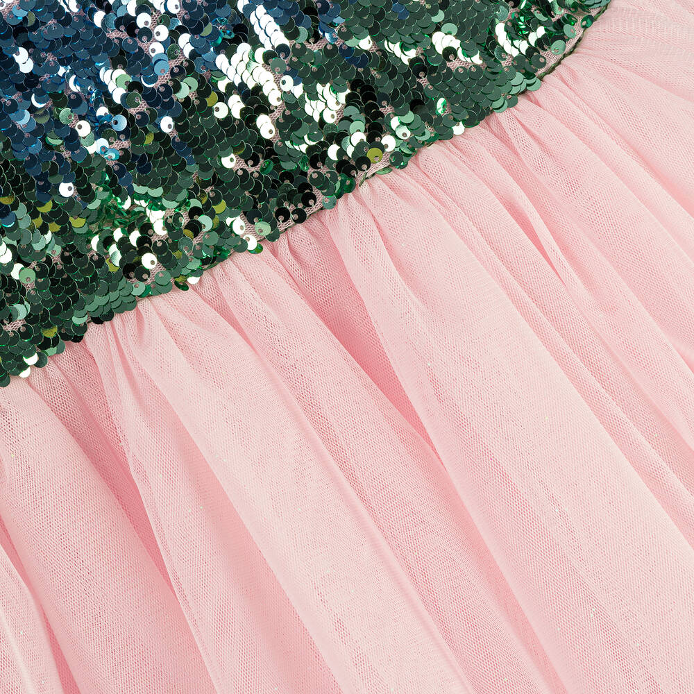 Billieblush Girls Pink Sequin & Tulle Dress