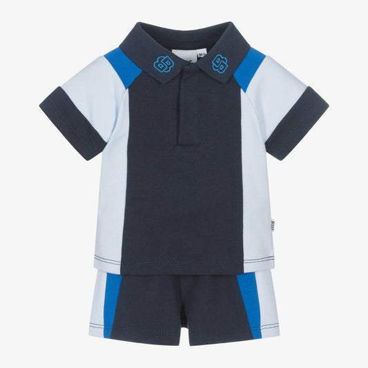 NEW!! BOSS Baby Boys Blue Cotton Colourblock Shorts Gift Set