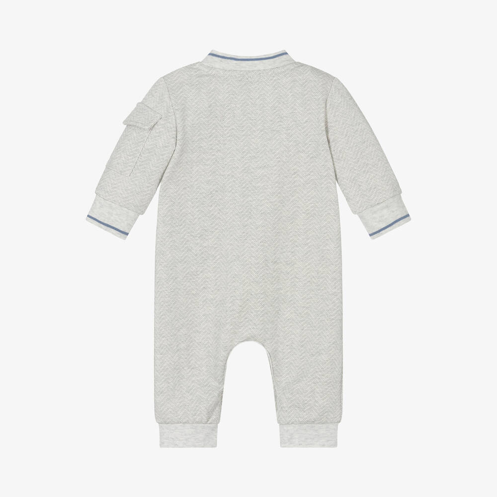 NEW!     BOSS Baby Boys Grey Cotton Romper