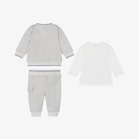 NEW!     BOSS Baby Boys Grey Cotton Tracksuit Set