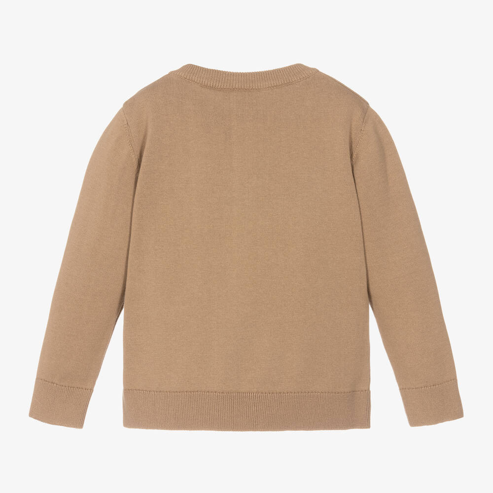 NEW!     BOSS Boys Beige Cotton Sweater