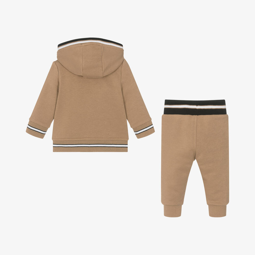 NEW!     BOSS Boys Beige Jersey Tracksuit